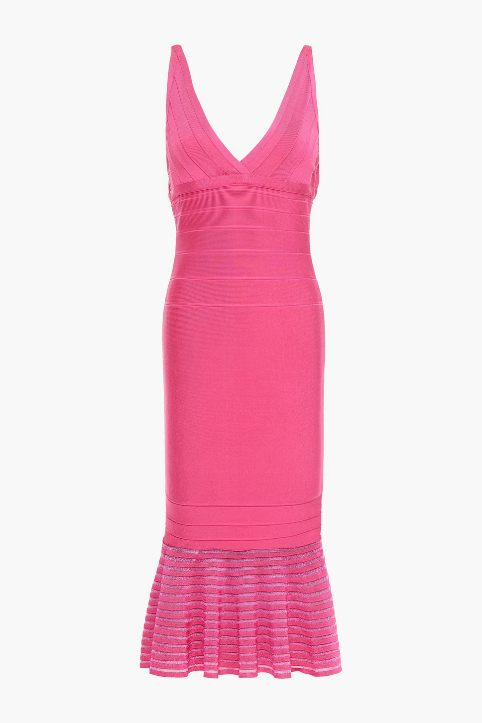 Hervé Léger Fluted bandage midi dress