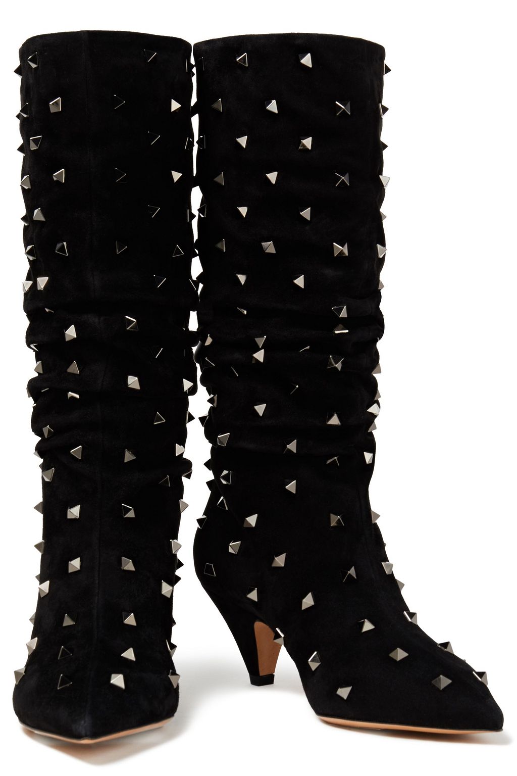 VALENTINO GARAVANI Rockstud gathered suede boots