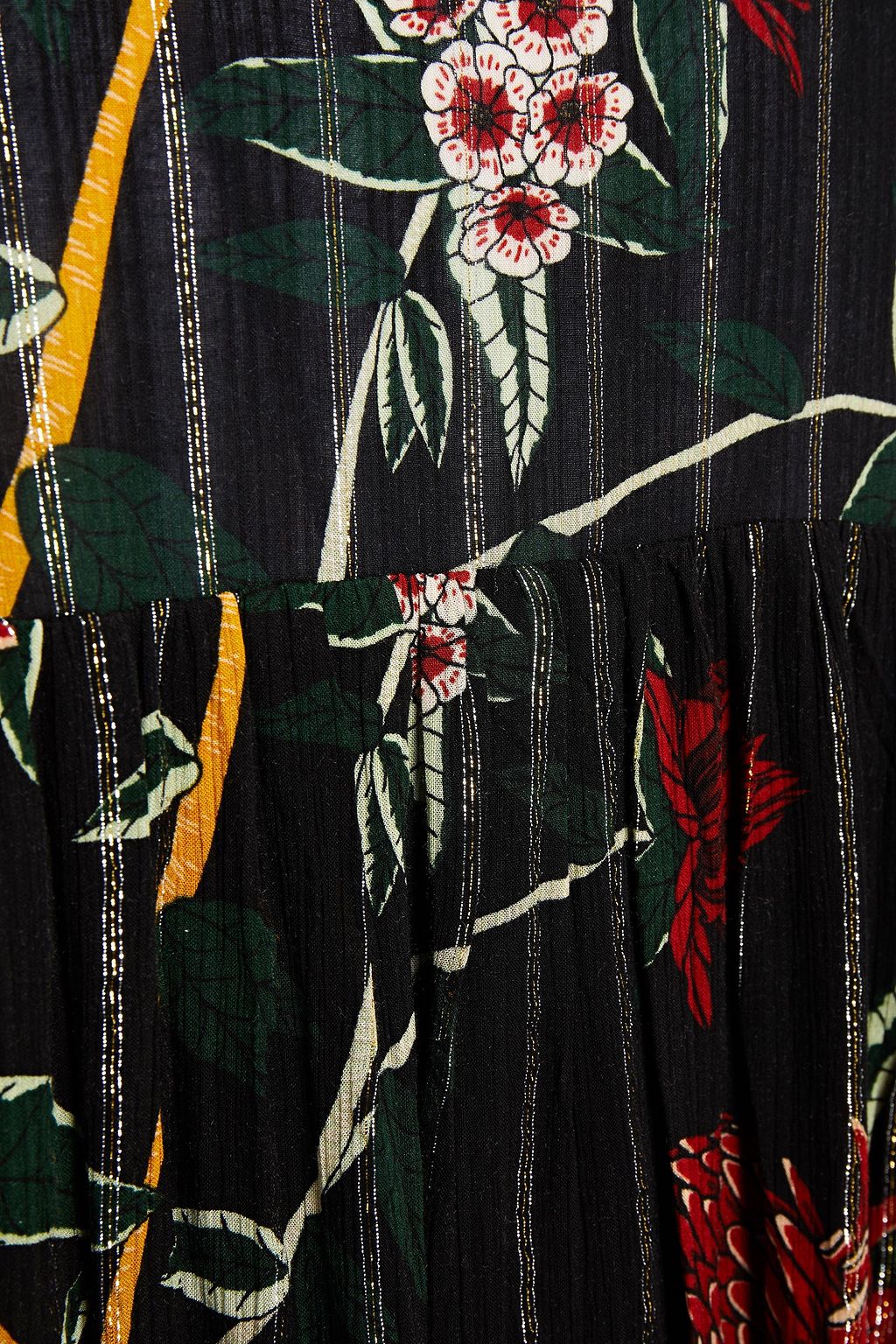 BA&SH Printed metallic jacquard mini shirt dress