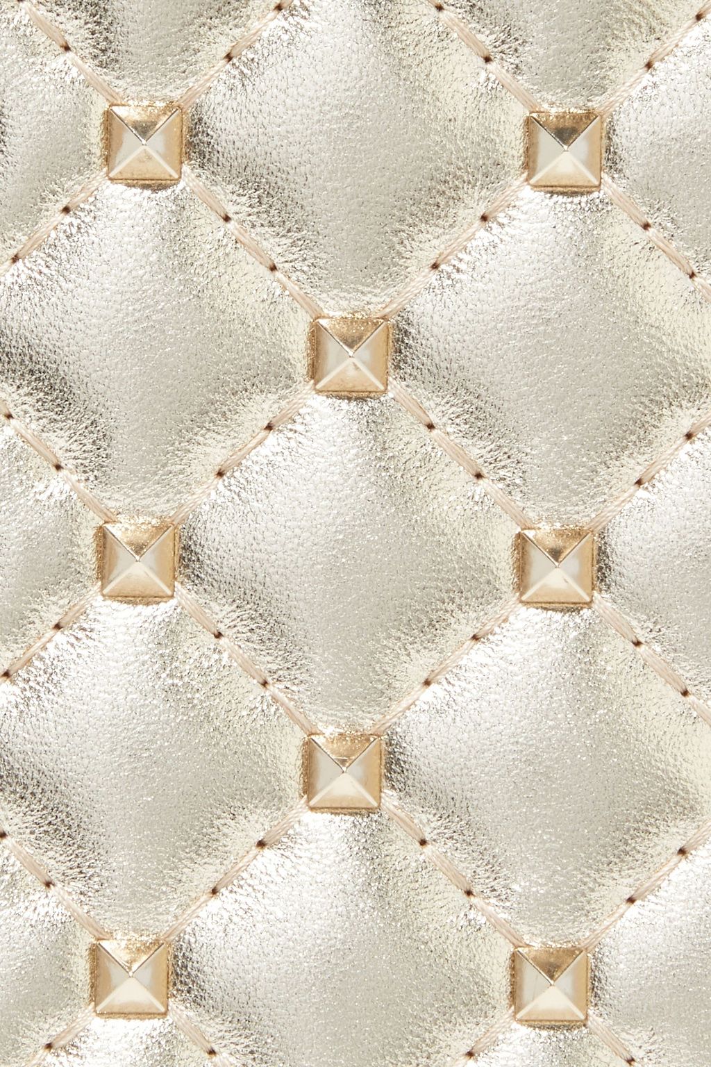 VALENTINO GARAVANI Rockstud Spike quilted metallic leather continental wallet