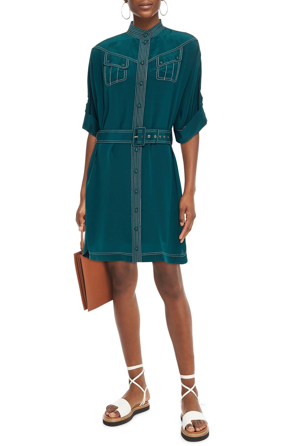 ZIMMERMANN Belted silk crepe de chine shirt dress