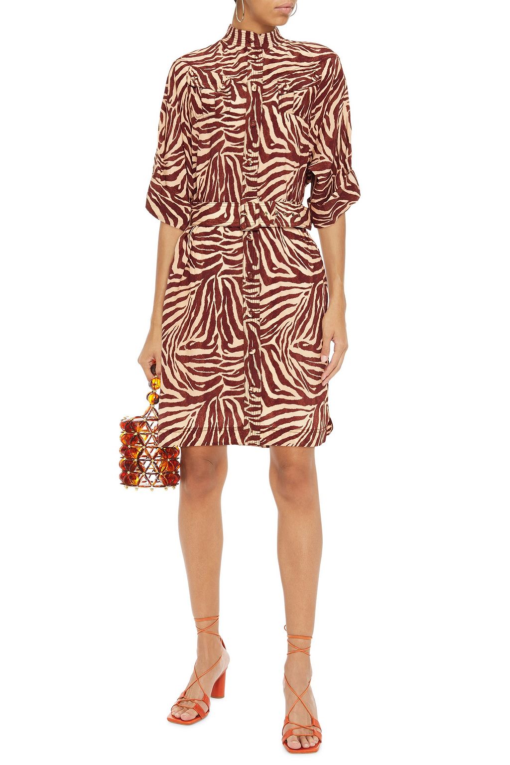 ZIMMERMANN Belted silk crepe de chine shirt dress