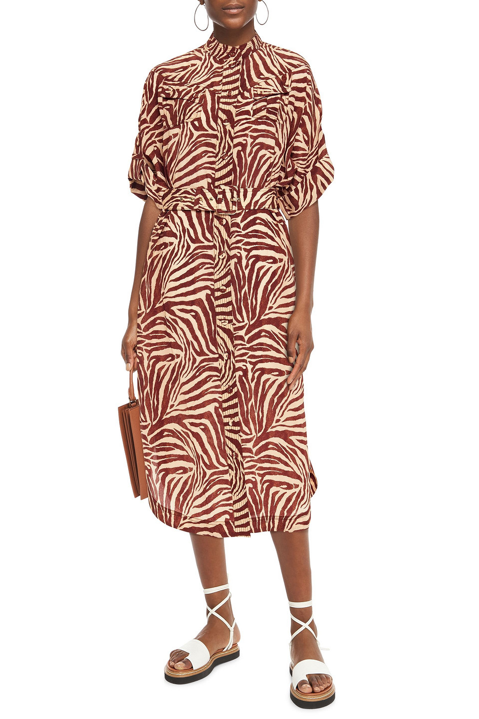 silk midi shirt dress
