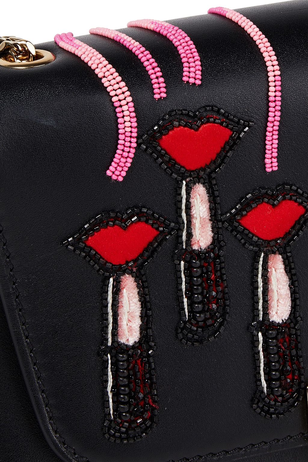 VALENTINO GARAVANI Rockstud Demilune embellished leather shoulder bag
