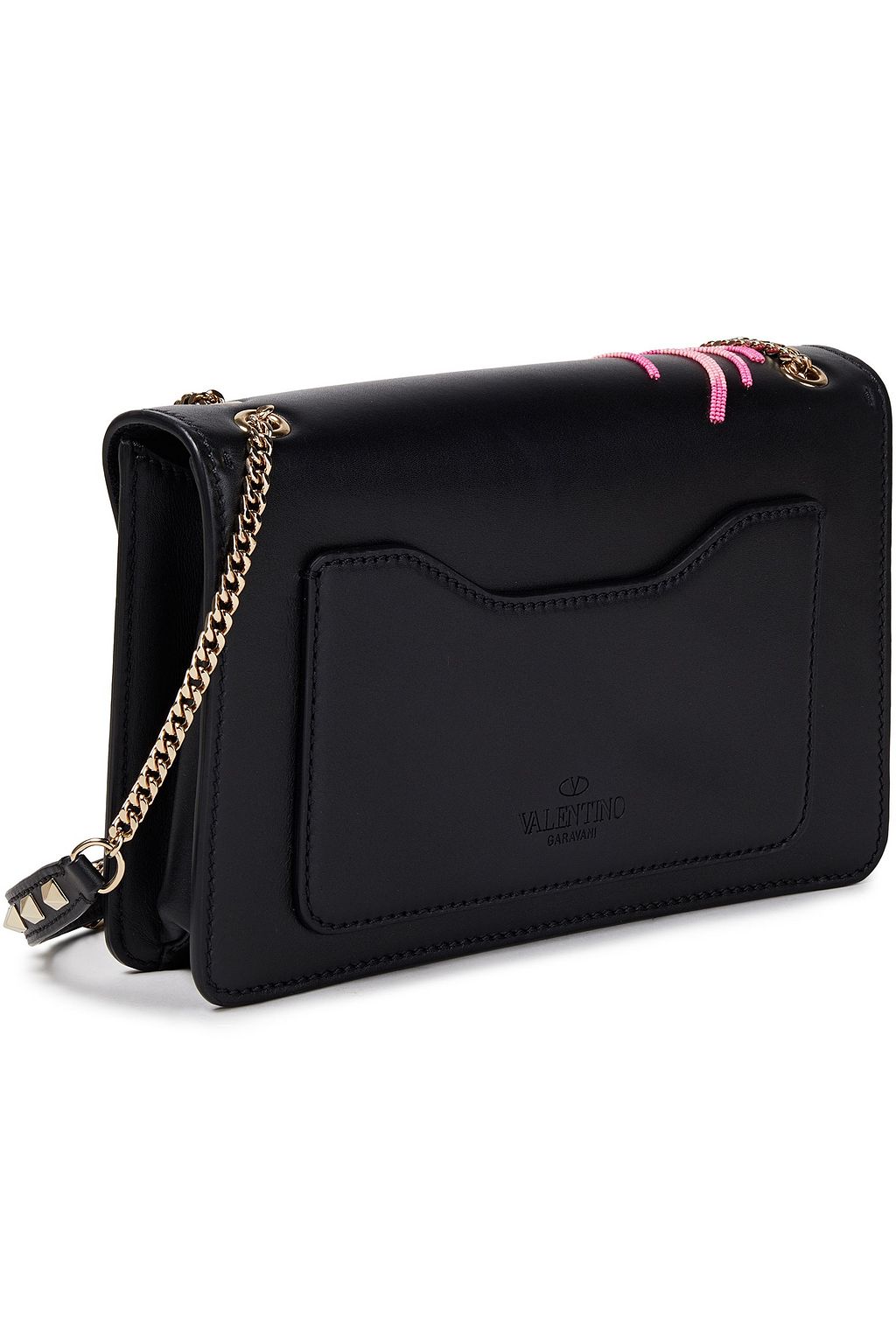 VALENTINO GARAVANI Rockstud Demilune embellished leather shoulder bag