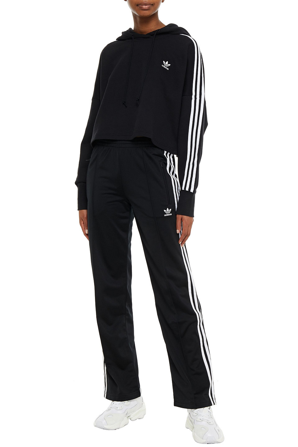 ADIDAS ORIGINALS CROPPED FRENCH COTTON-TERRY HOODIE,3074457345625779659