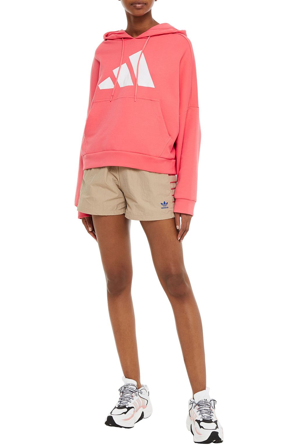 ADIDAS Printed cotton-blend jersey hoodie