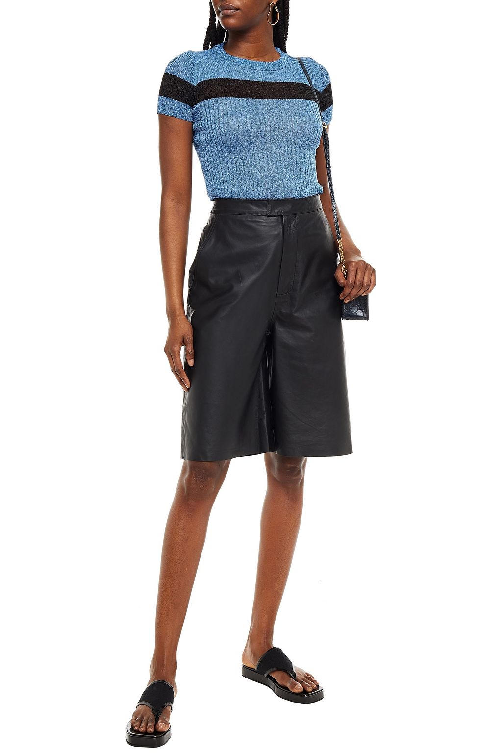 M MISSONI Metallic striped ribbed-knit top