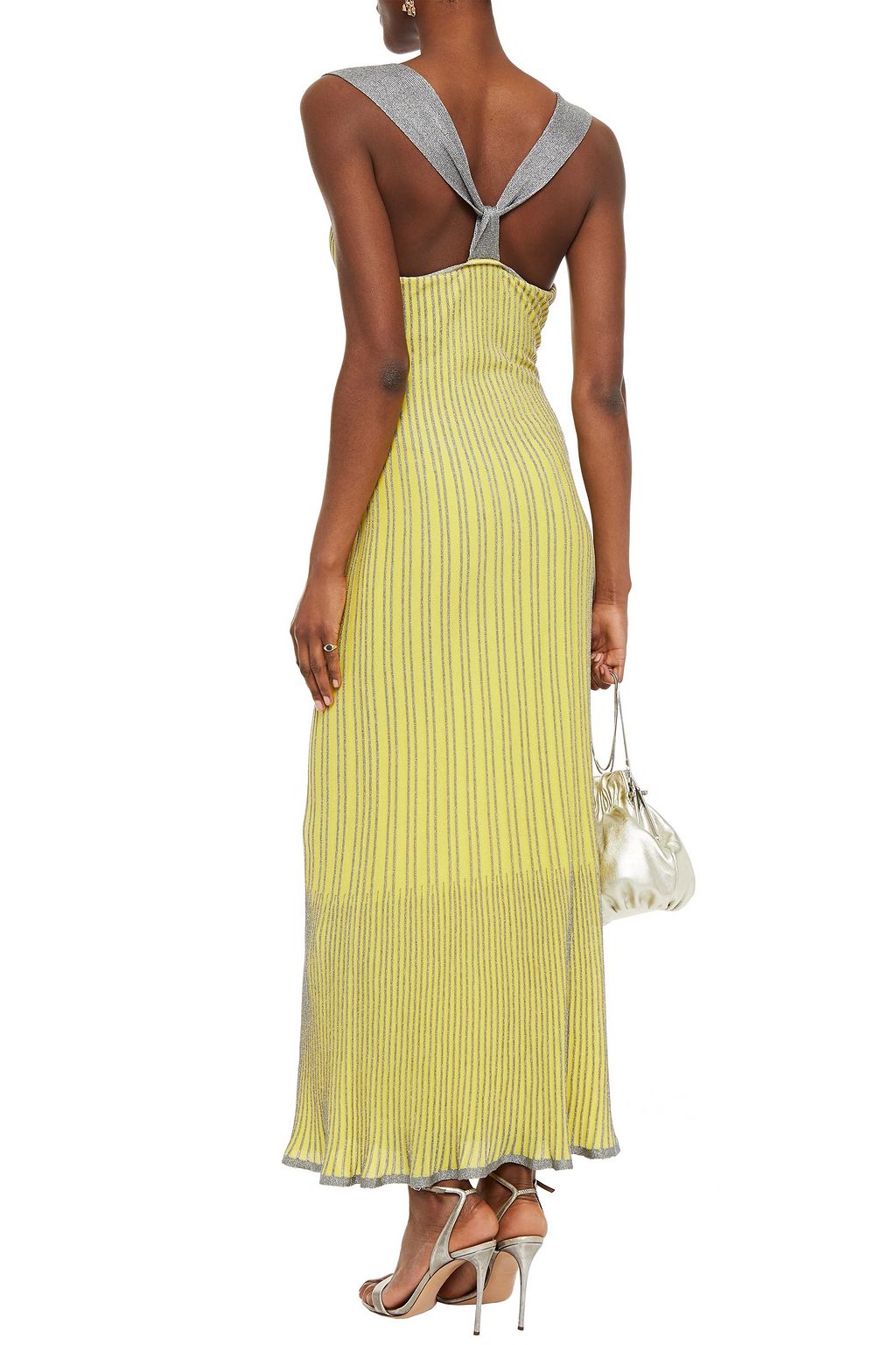 M MISSONI Fluted metallic striped cotton-blend maxi dress
