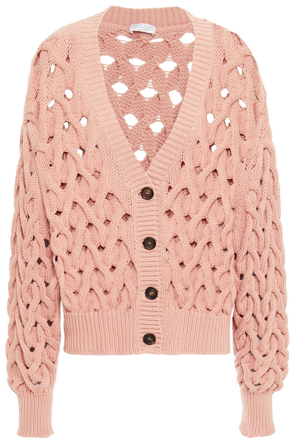 Antique rose Cable-knit cotton-blend 