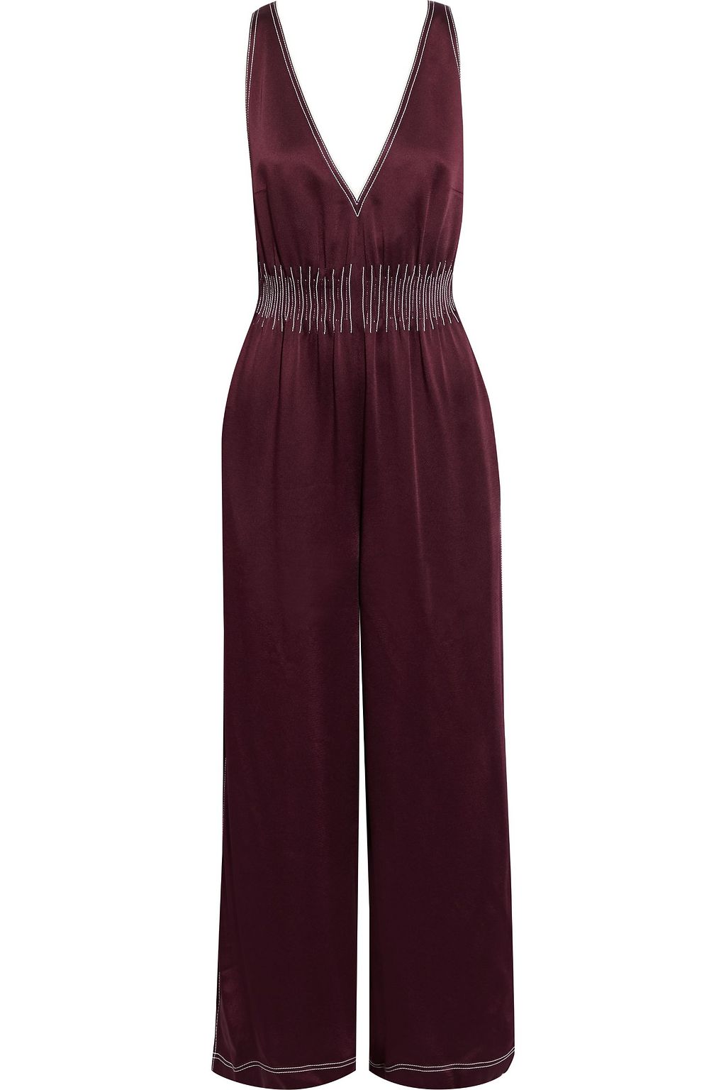 VALENTINO GARAVANI Pintucked satin-crepe wide-leg jumpsuit | THE OUTNET