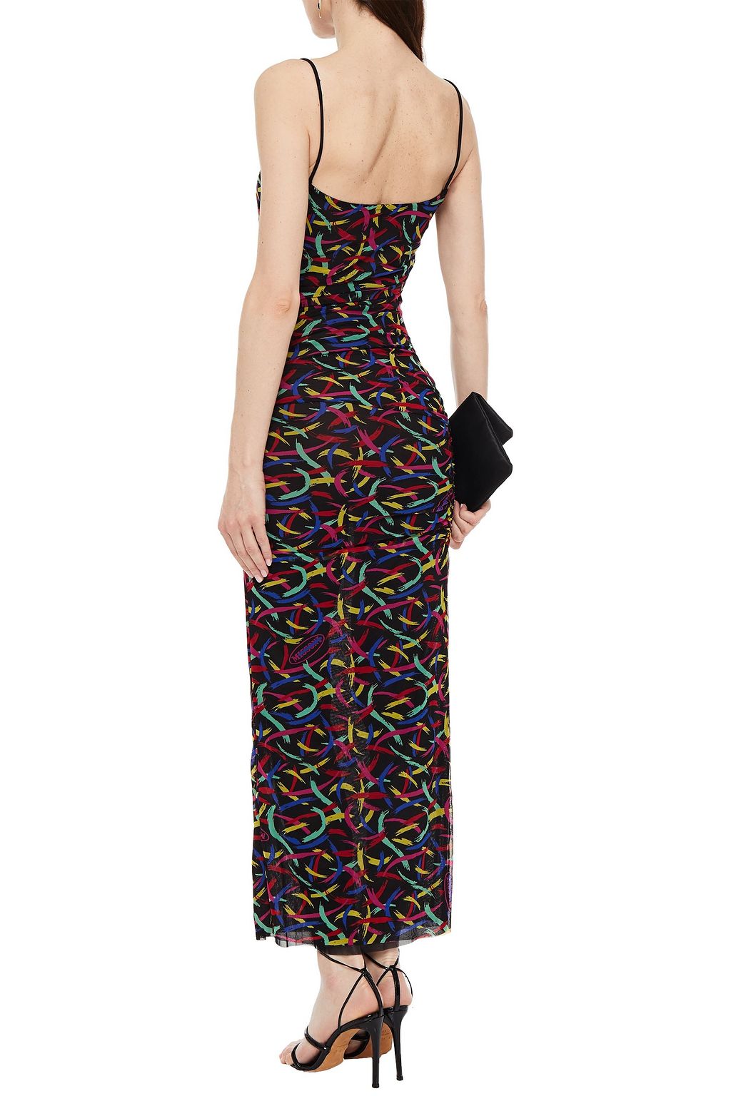 M MISSONI Ruched printed stretch-mesh maxi dress
