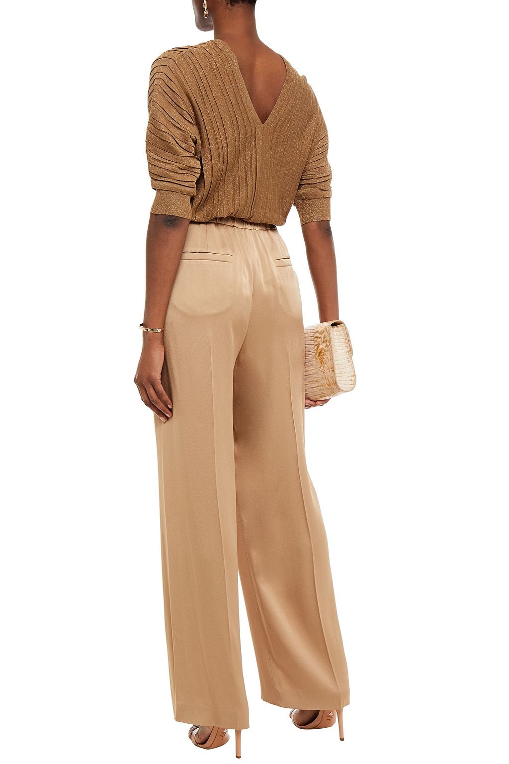 BRUNELLO CUCINELLI Pleated metallic linen-blend top