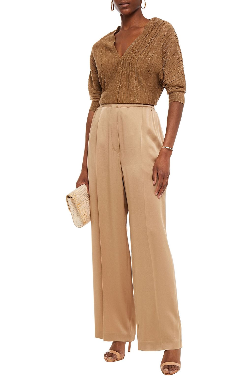 BRUNELLO CUCINELLI Pleated metallic linen-blend top