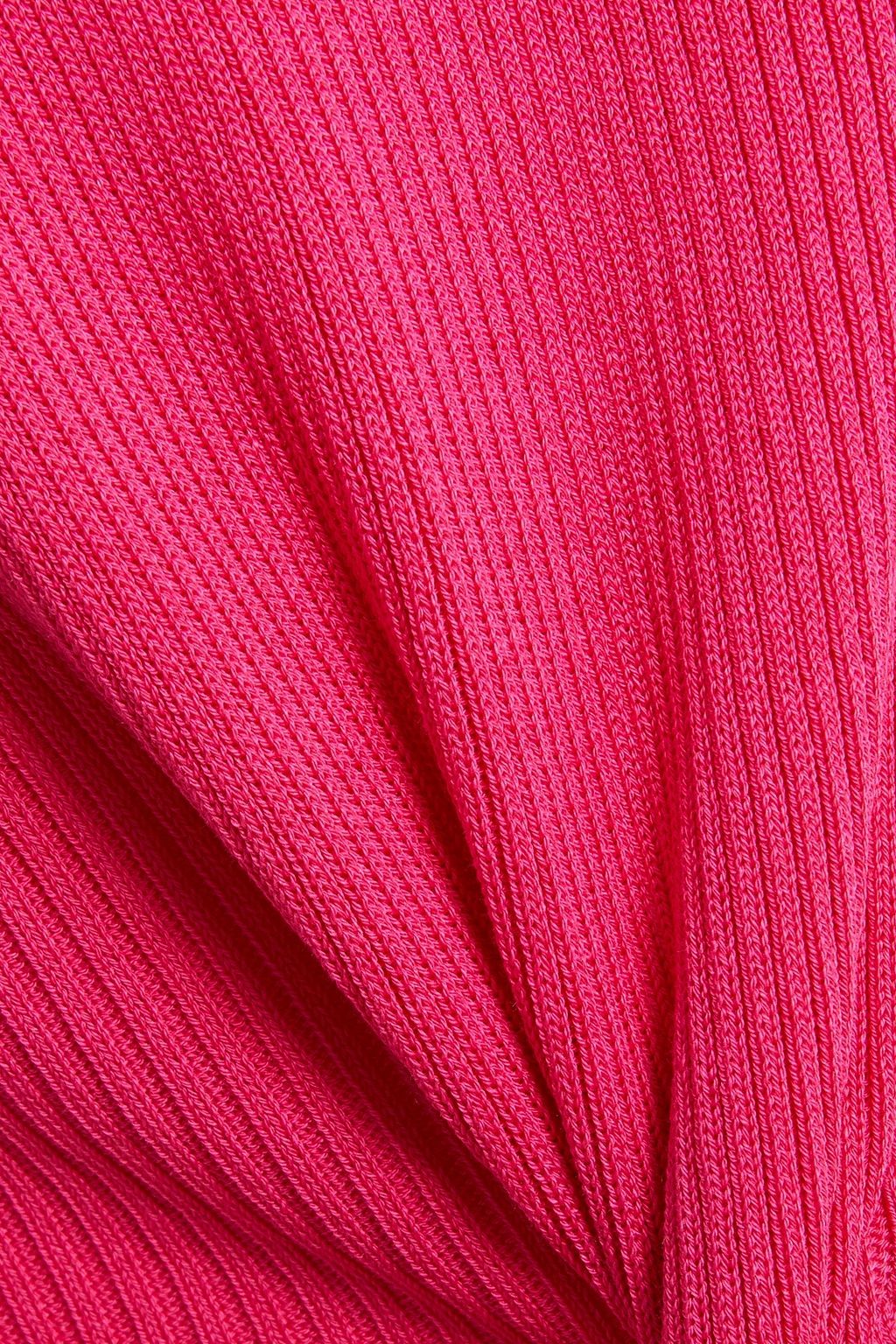 M MISSONI Ruffle-trimmed ribbed cotton-blend top