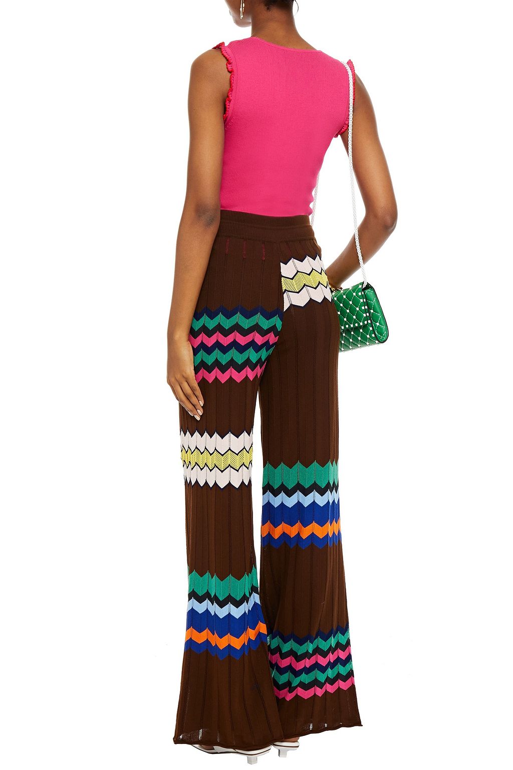 M MISSONI Ruffle-trimmed ribbed cotton-blend top