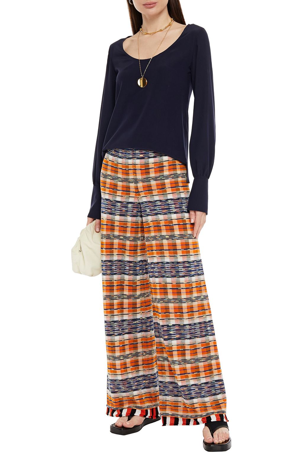 M MISSONI Striped cotton-blend wide-leg pants