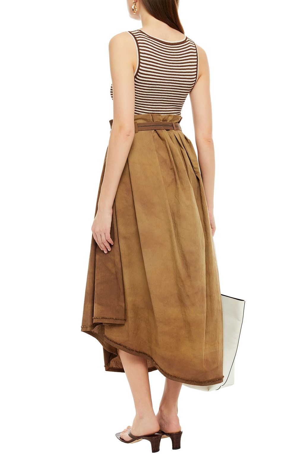 BRUNELLO CUCINELLI Oberteil aus Stretch-Strick mit Streifen und Metallic-Effekt
