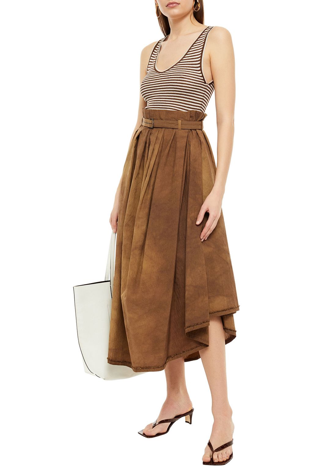 BRUNELLO CUCINELLI Oberteil aus Stretch-Strick mit Streifen und Metallic-Effekt