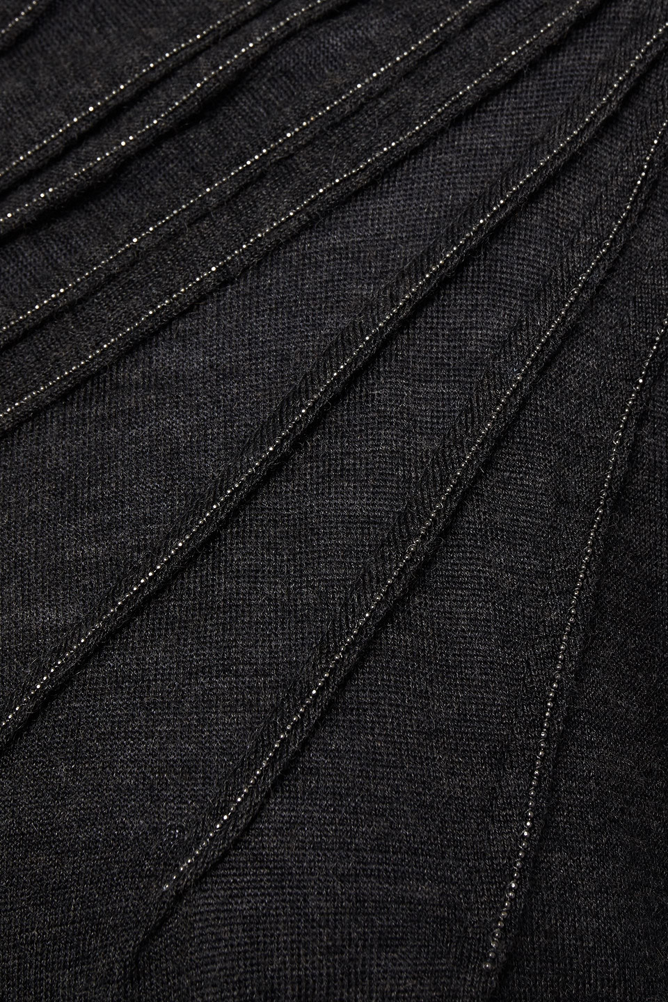 Brunello Cucinelli Bead-embellished Draped Cashmere And Silk-blend Sweater In Anthracite