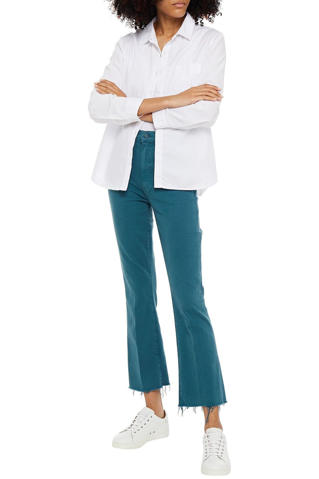 MOTHER Frayed high-rise bootcut jeans