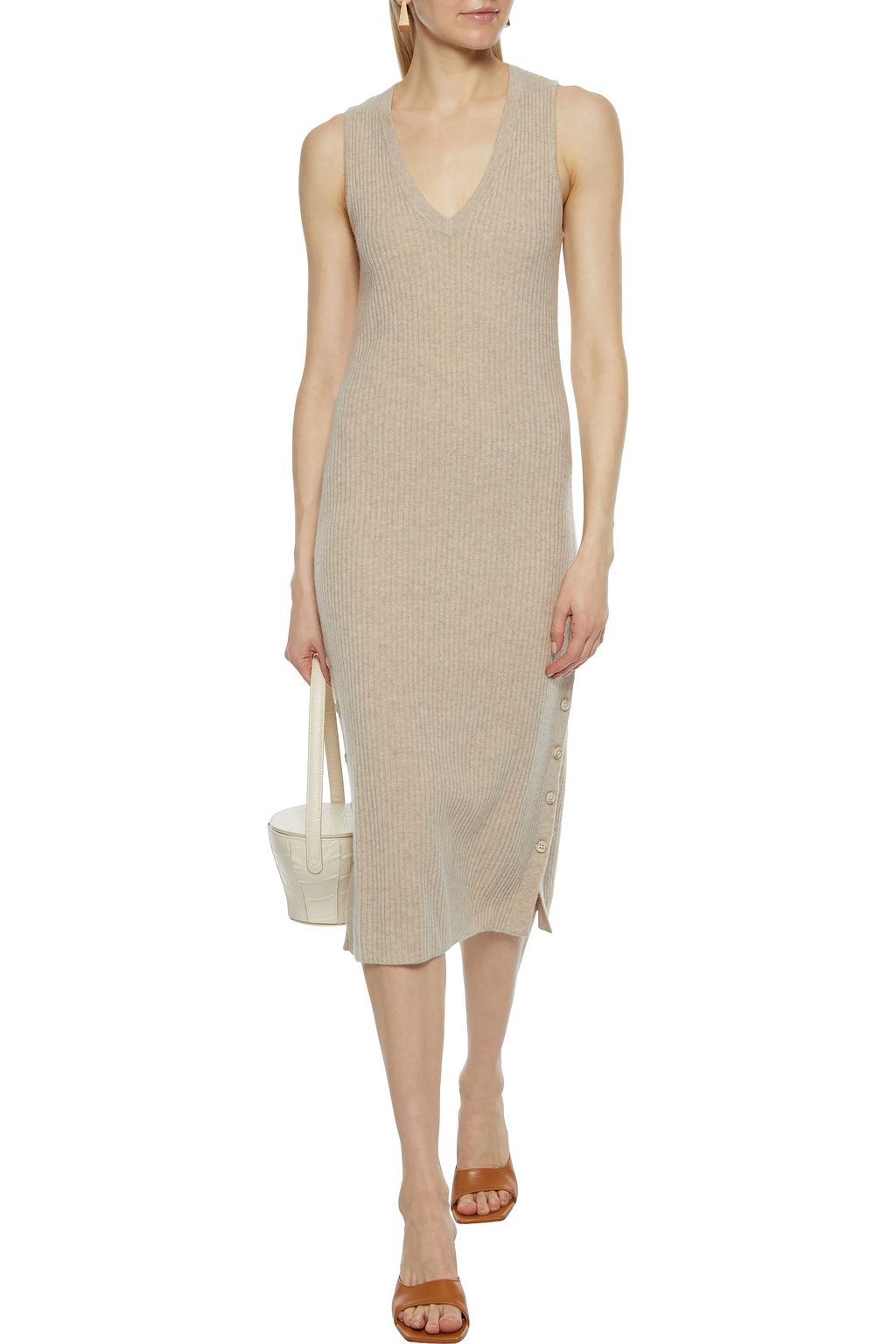 NAADAM Ribbed cashmere midi dress