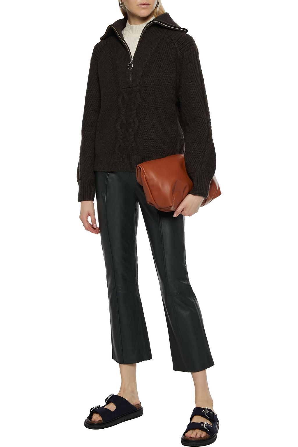 NAADAM Cable-knit wool and cashmere-blend half-zip sweater
