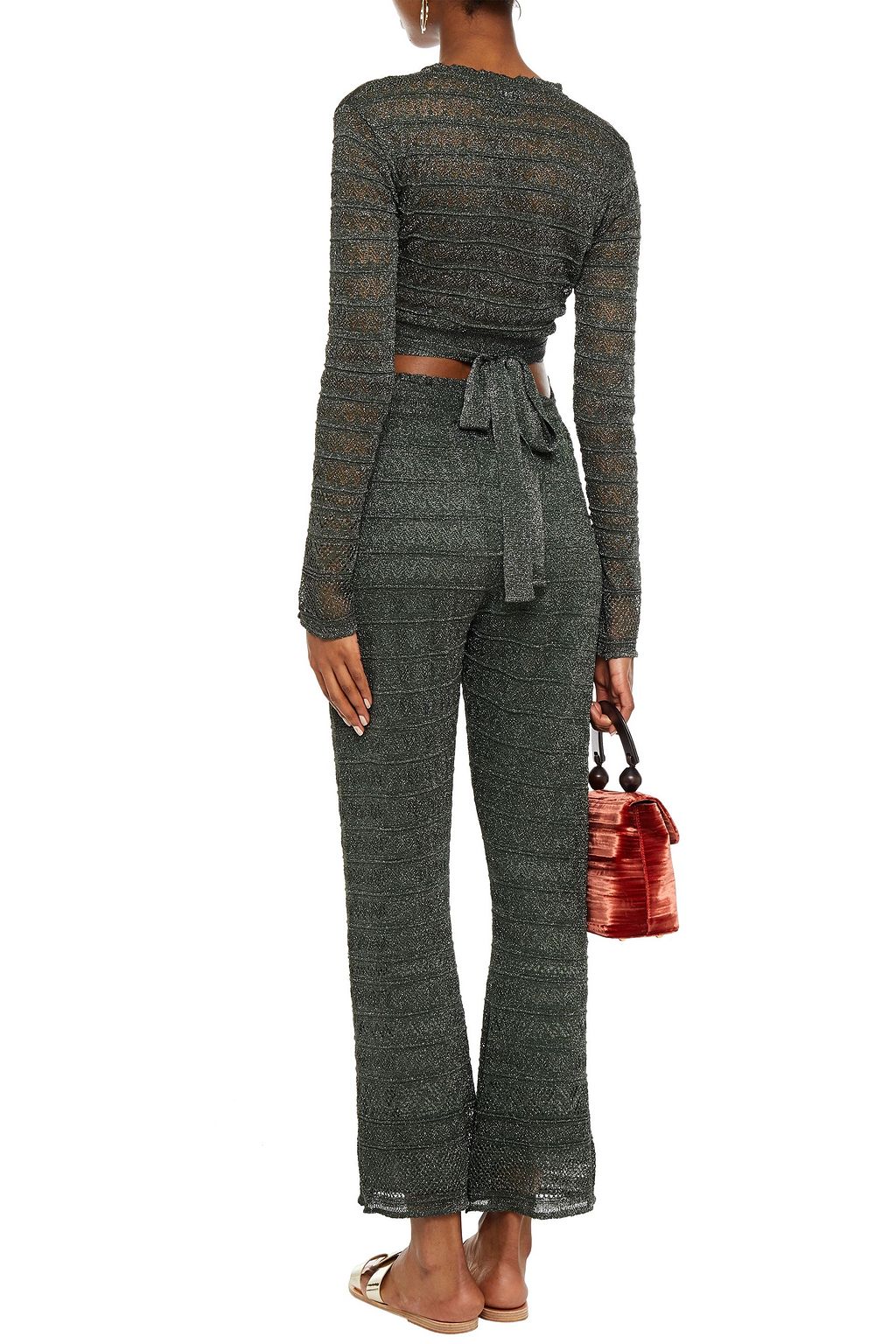 M MISSONI Metallic crochet-knit straight-leg pants