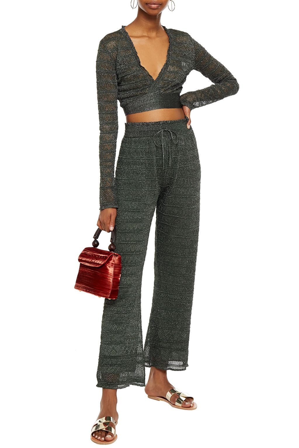 M MISSONI Metallic crochet-knit straight-leg pants