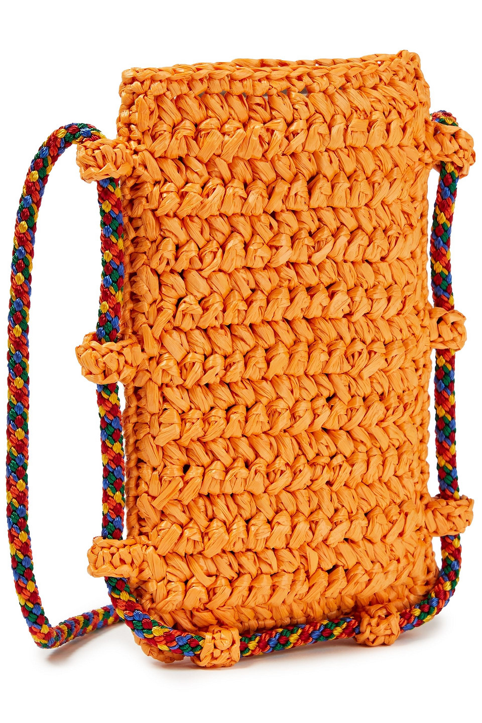 M MISSONI LOGO-APPLIQUÉD FAUX RAFFIA PHONE BAG