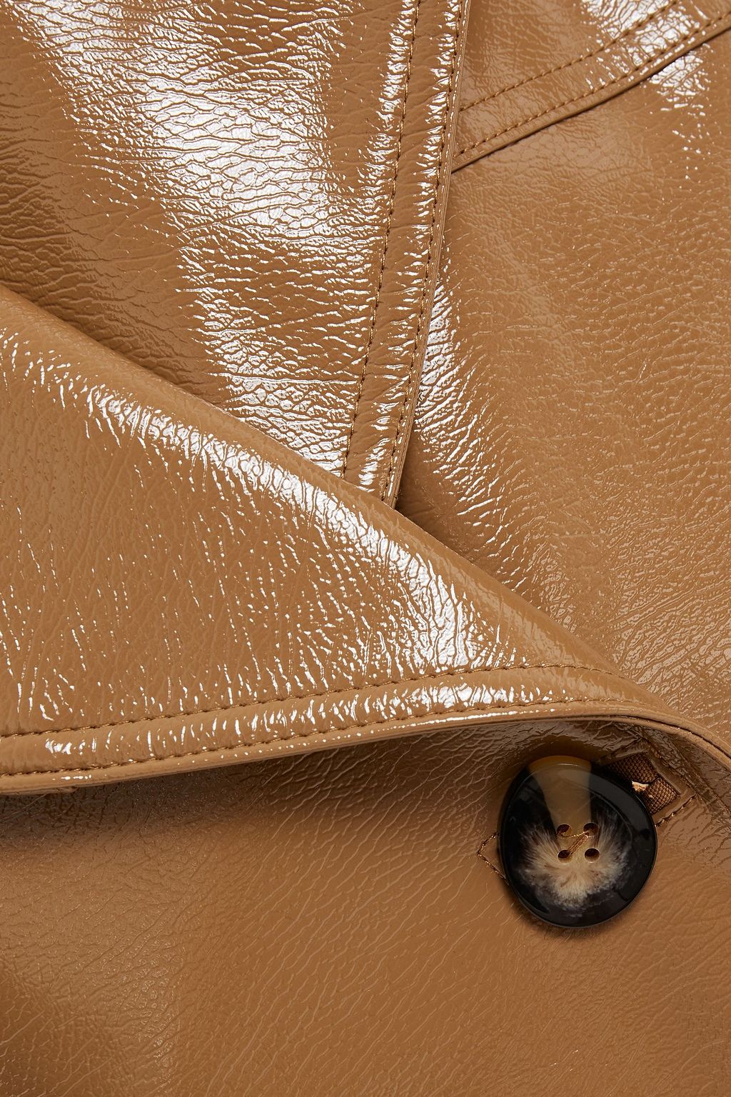 GANNI Double-breasted faux patent-leather jacket
