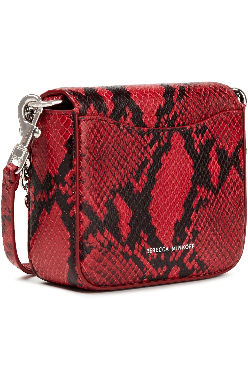REBECCA MINKOFF Chain-trimmed snake-effect leather shoulder bag