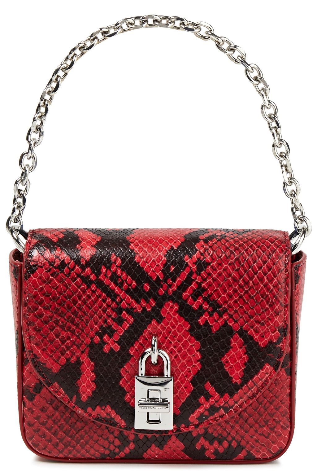 REBECCA MINKOFF Chain-trimmed snake-effect leather shoulder bag