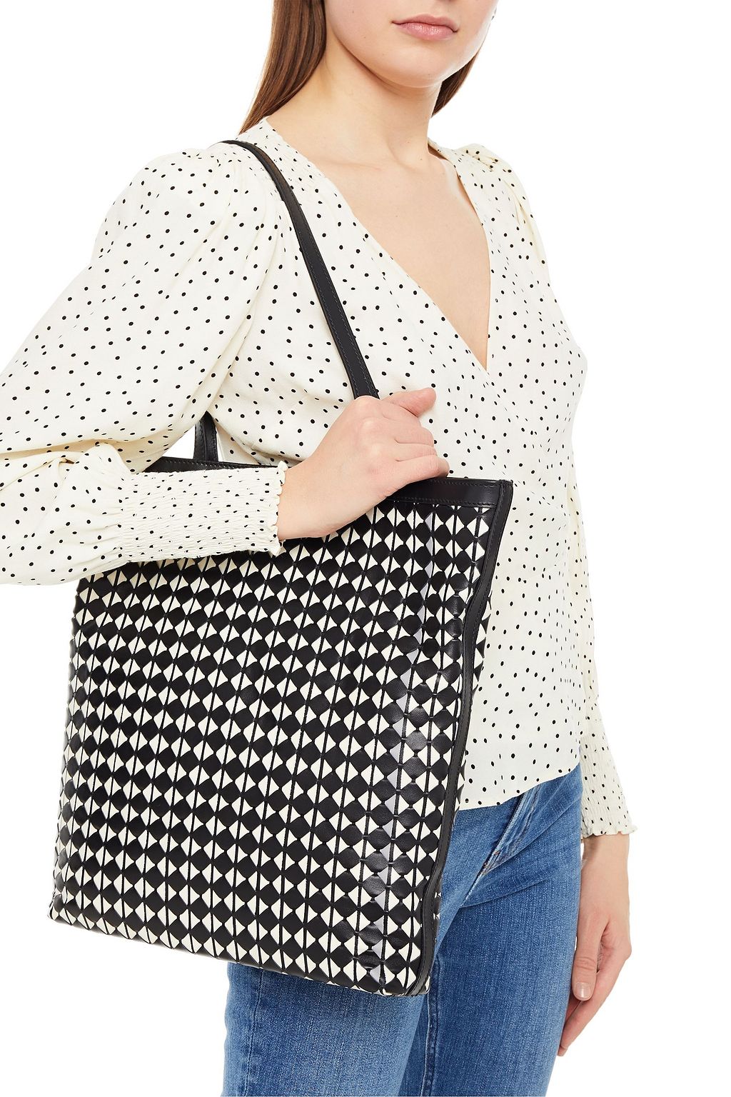 SERAPIAN Mosaico woven leather tote