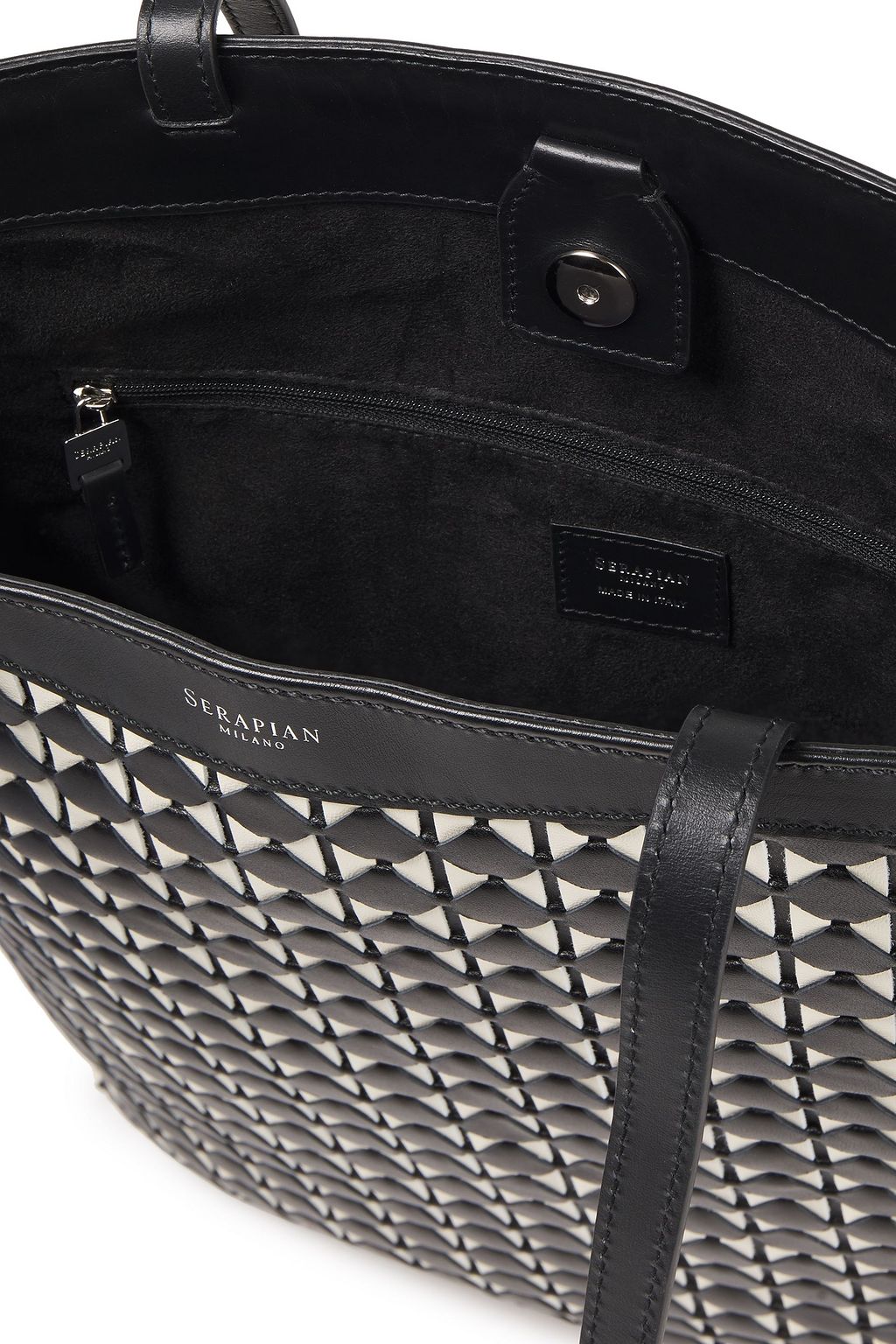 SERAPIAN Mosaico woven leather tote