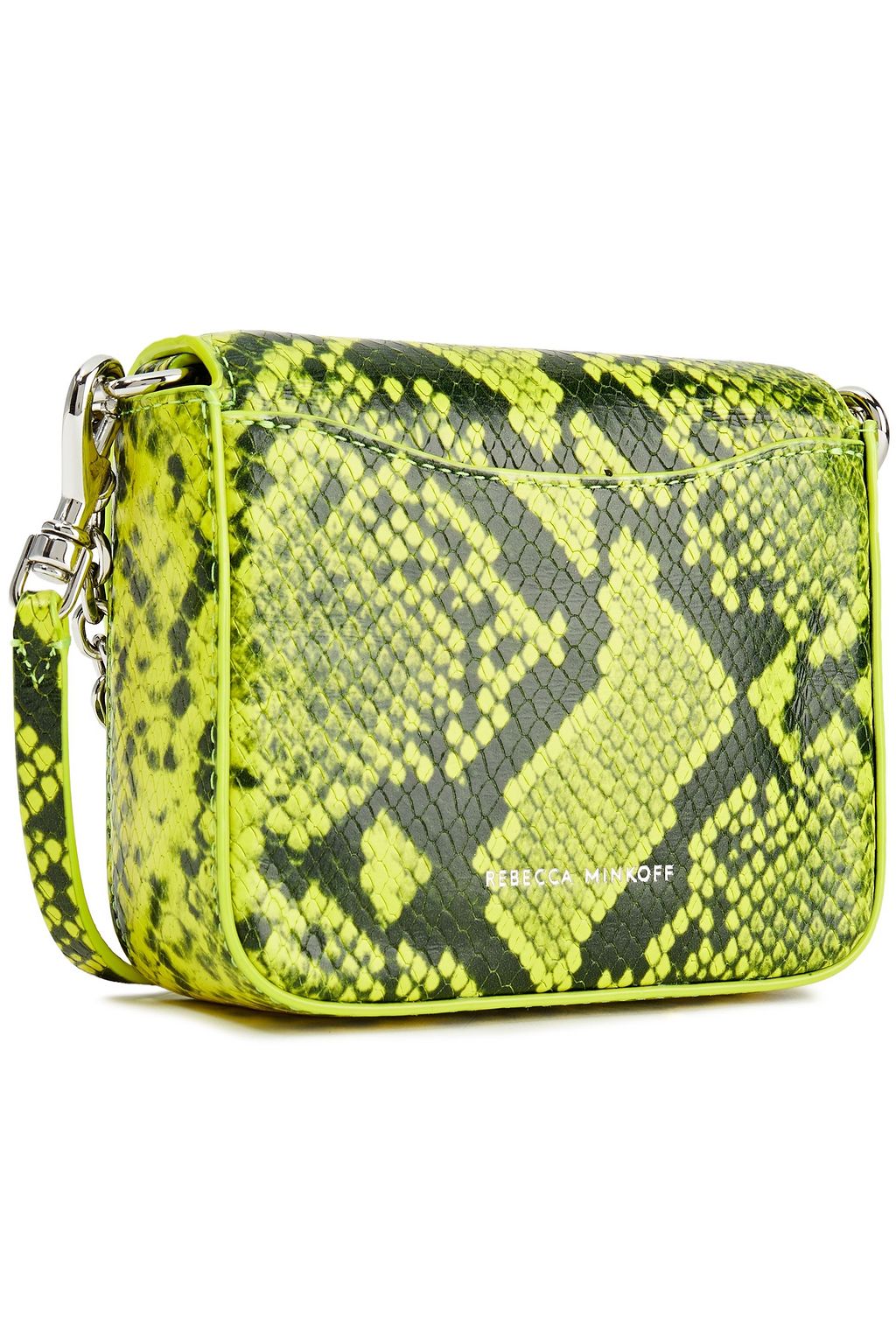 REBECCA MINKOFF Chain-trimmed snake-effect leather shoulder bag