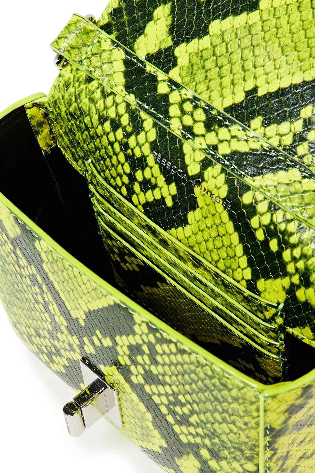 REBECCA MINKOFF Chain-trimmed snake-effect leather shoulder bag