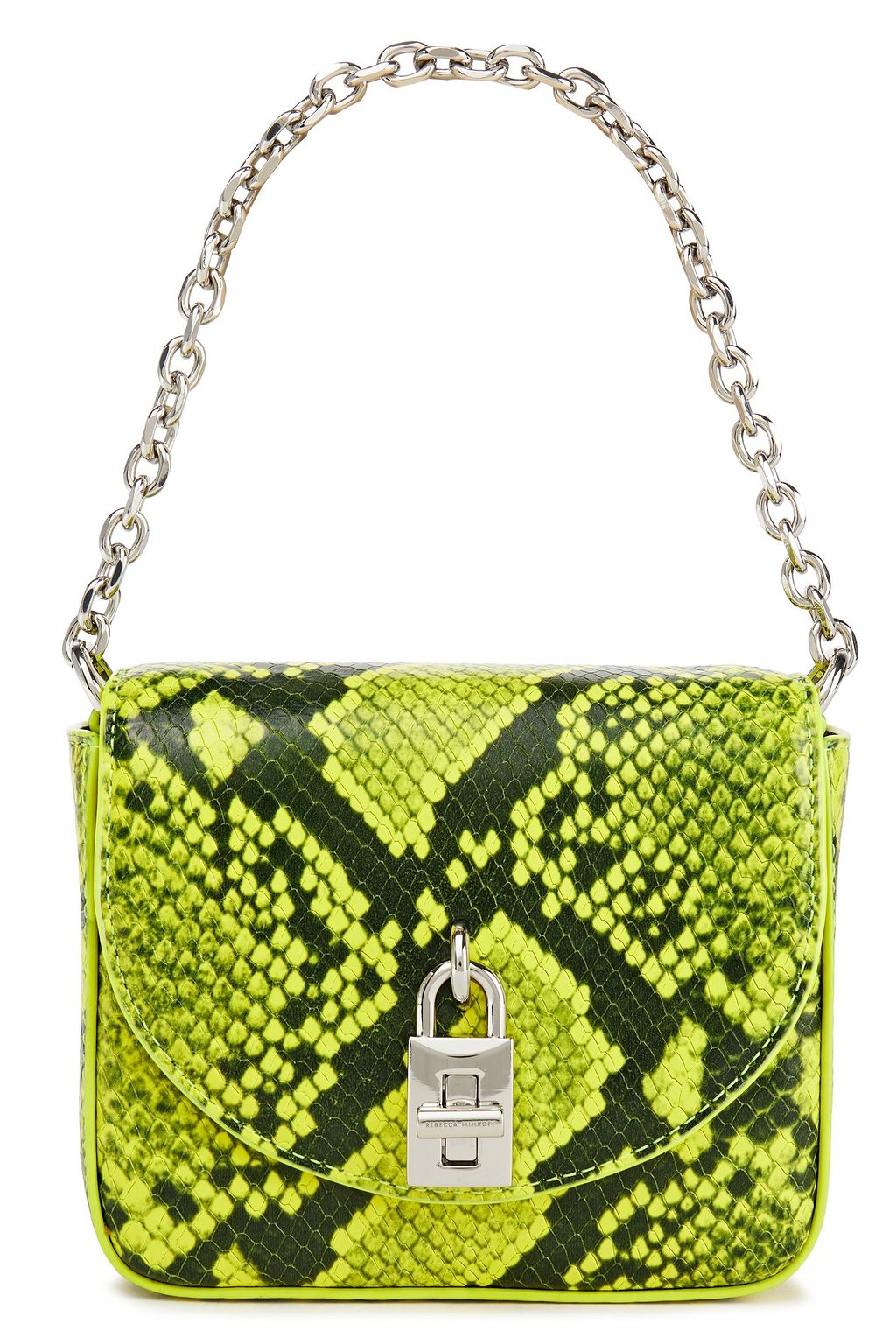 REBECCA MINKOFF Chain-trimmed snake-effect leather shoulder bag