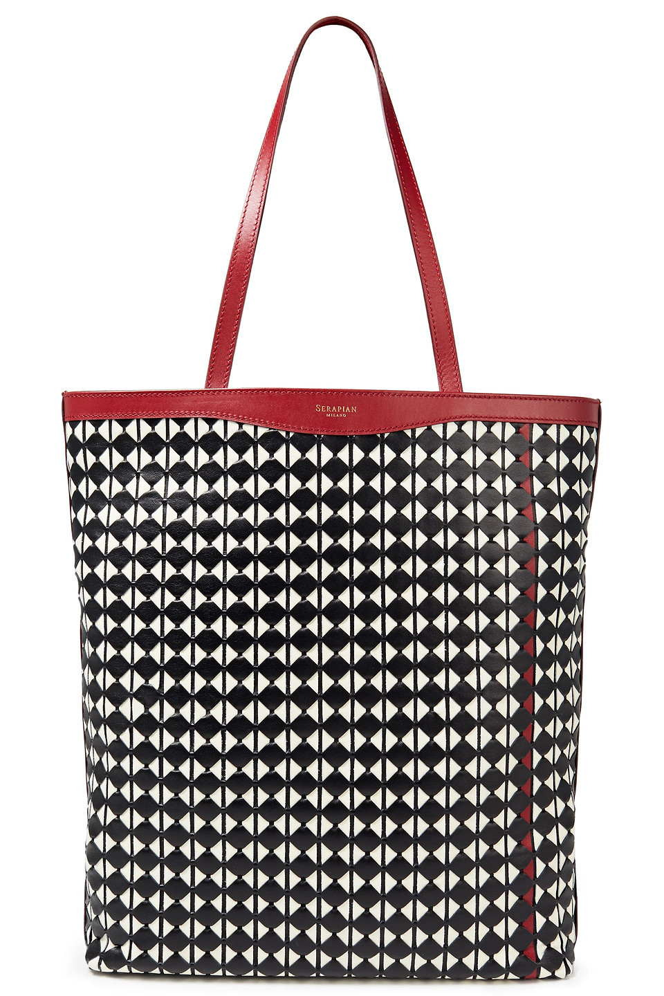 Serapian Woman Mosaico Leather Tote Red Size --