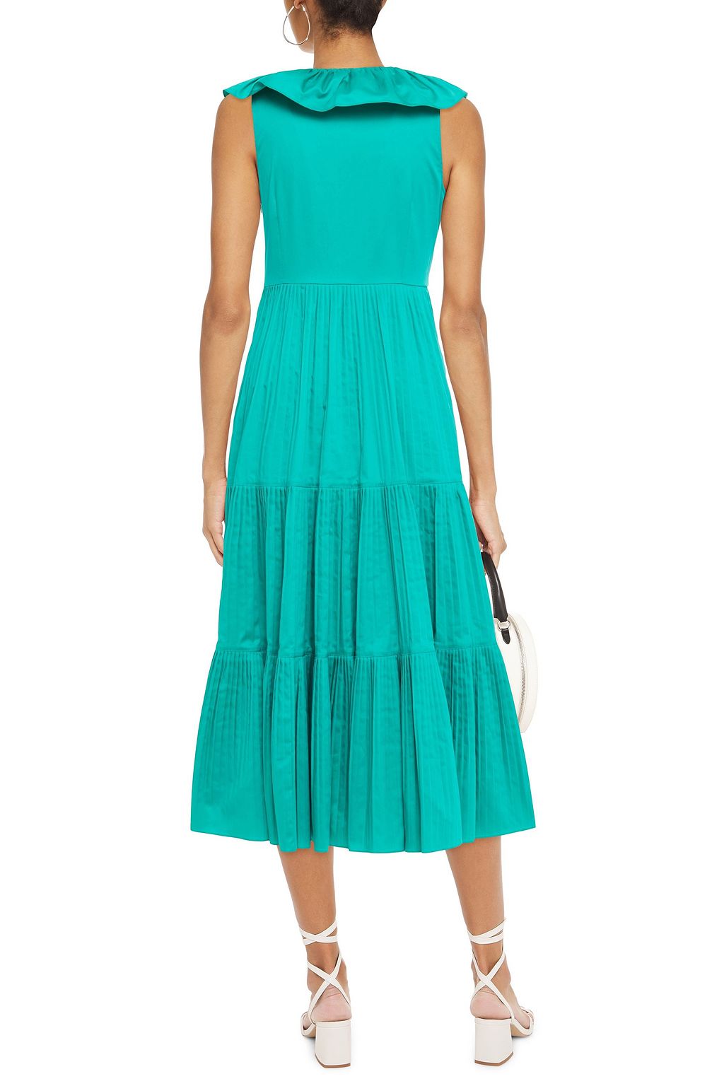 KATE SPADE NEW YORK Ruffled cotton-blend poplin midi dress