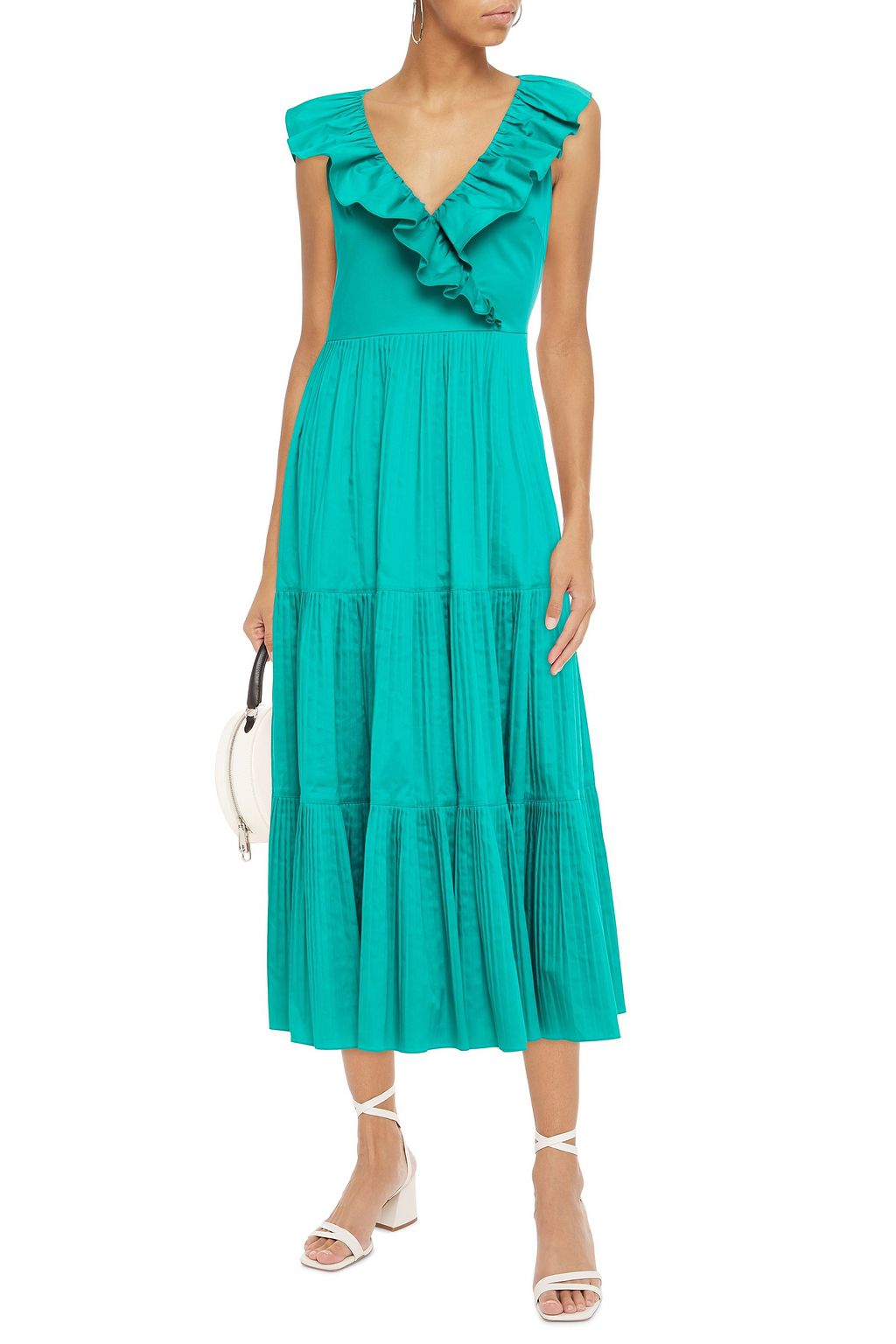 KATE SPADE NEW YORK Ruffled cotton-blend poplin midi dress