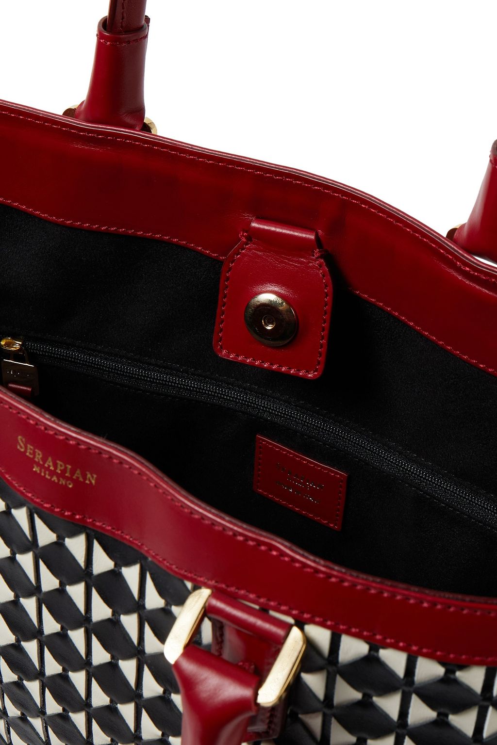 SERAPIAN Vertical mosaico leather tote