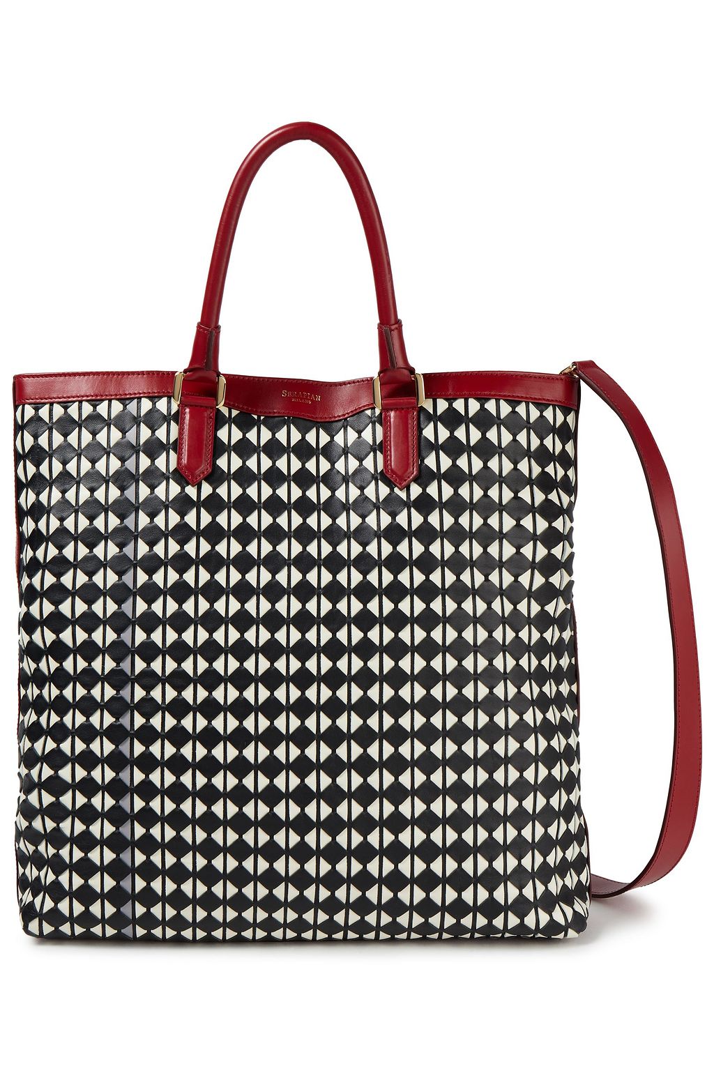 SERAPIAN Vertical mosaico leather tote