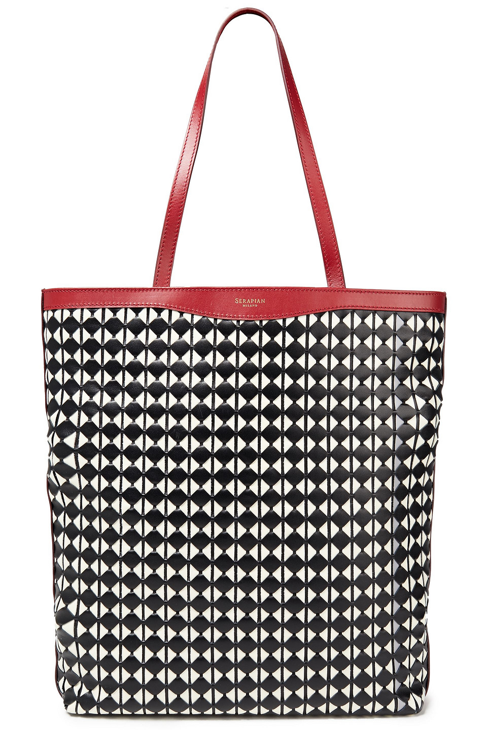 Serapian Woman Mosaico Leather Tote Red Size --