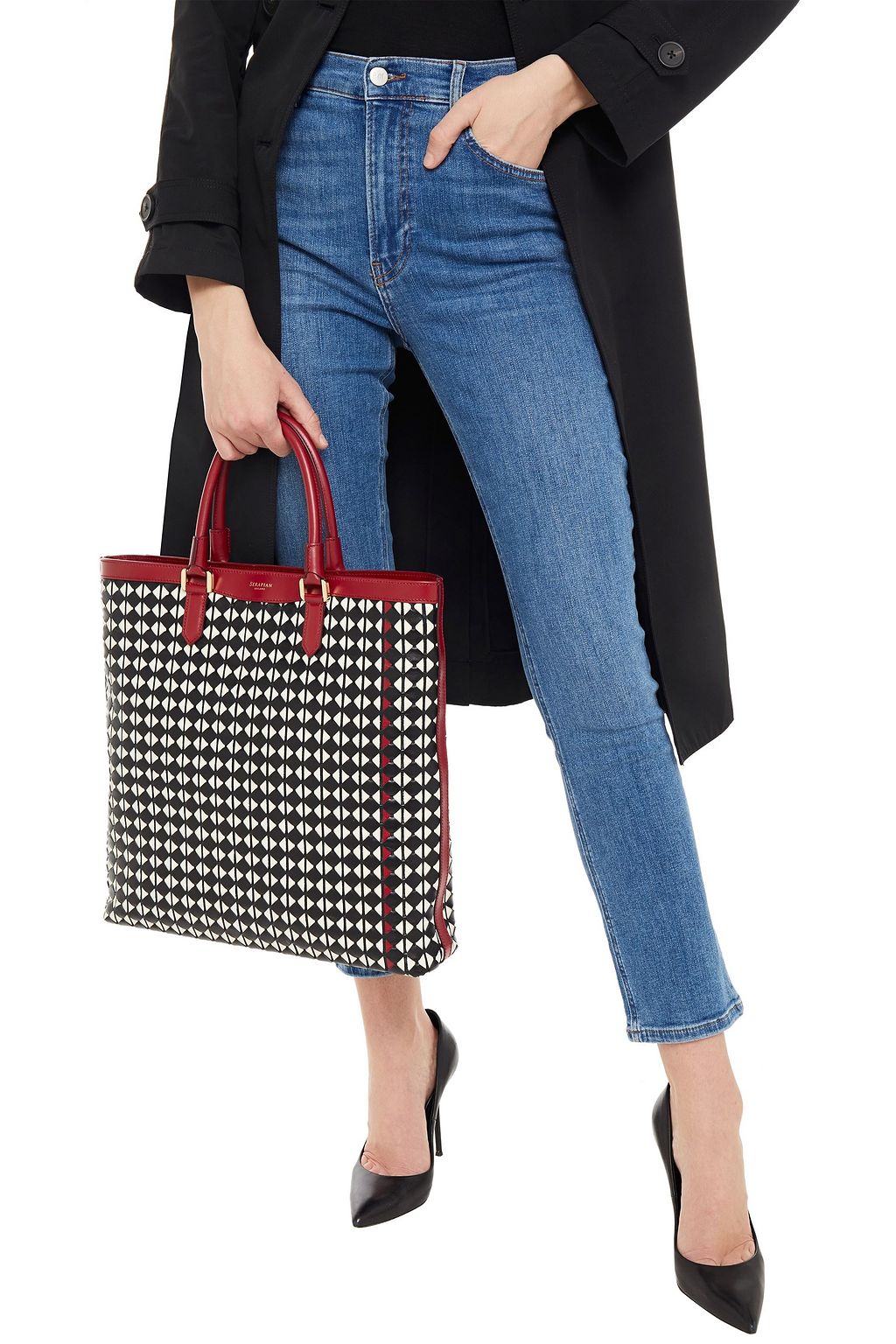 SERAPIAN Vertical mosaico leather tote