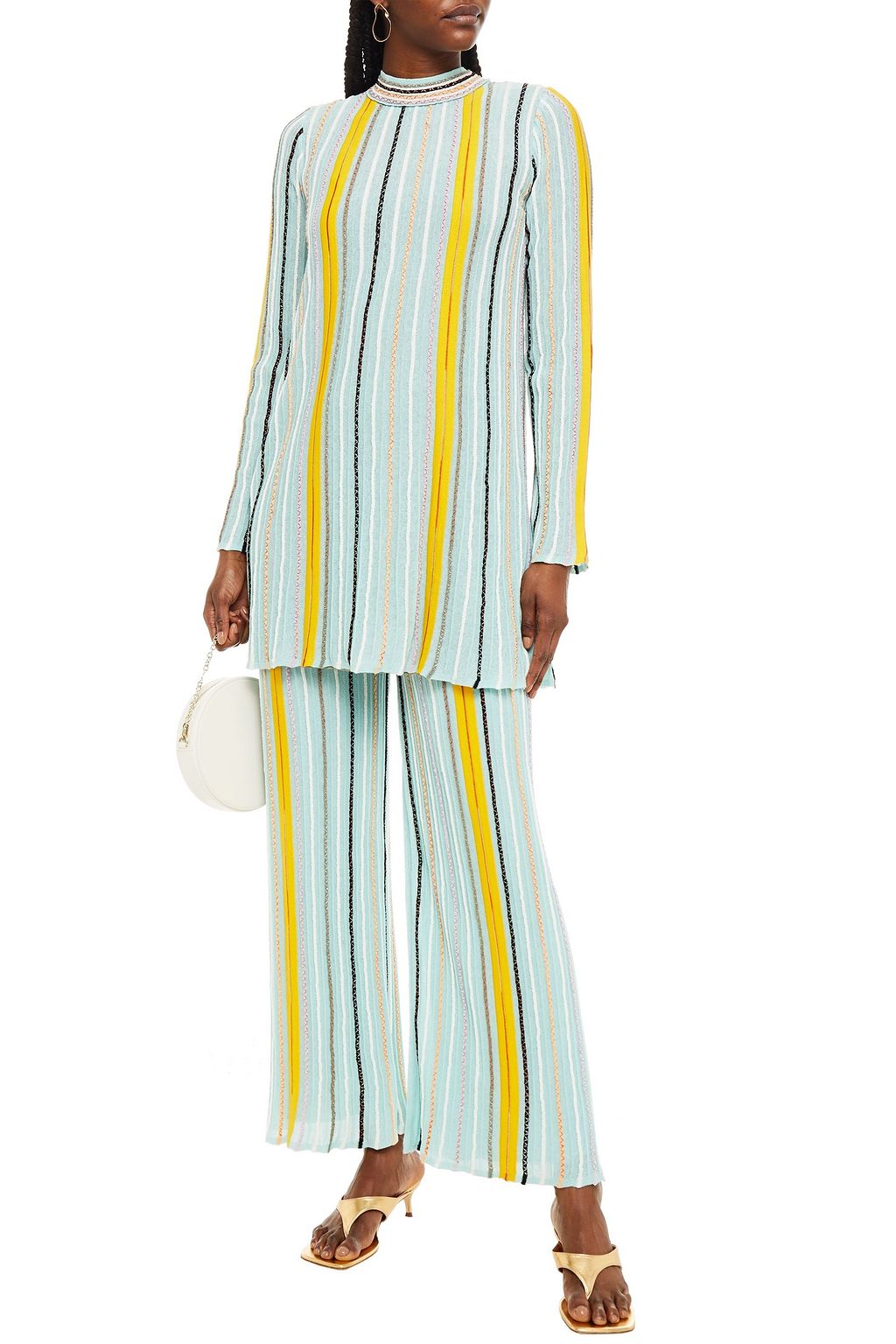 M MISSONI Striped cotton-blend wide-leg pants
