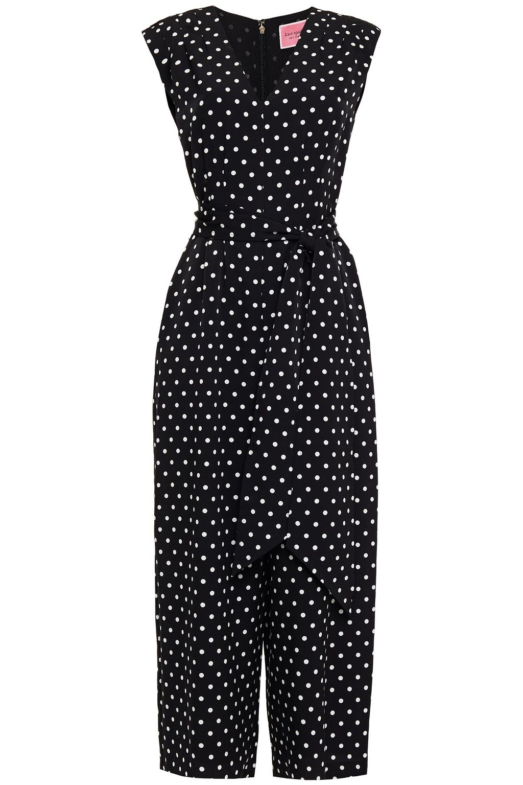 Black Cropped Belted Polka Dot Cady Jumpsuit Sale Up To 70 Off The Outnet Kate Spade New York The Outnet