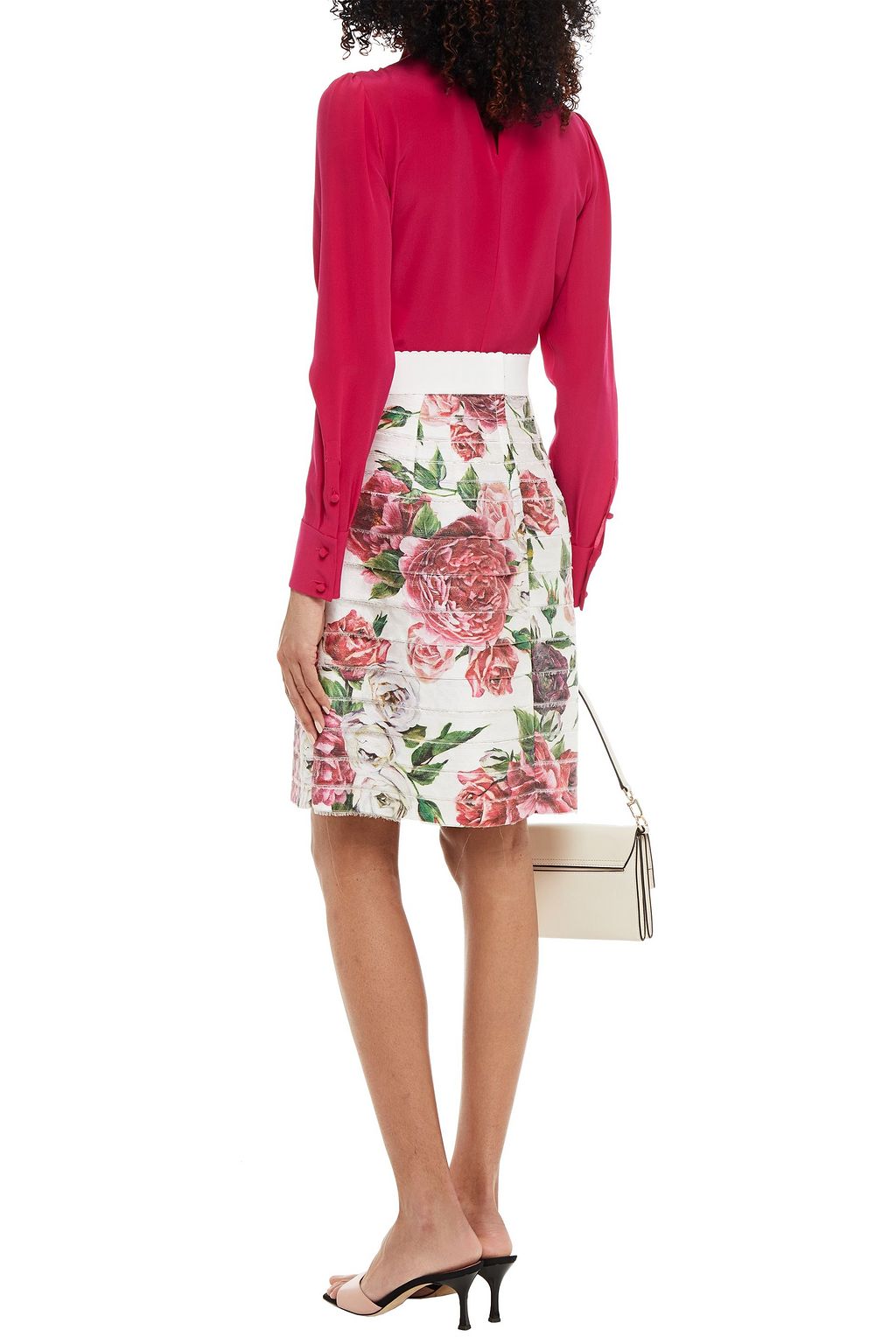 DOLCE&GABBANA Minirock aus Webstoff mit floralem Print in Metallic-Optik