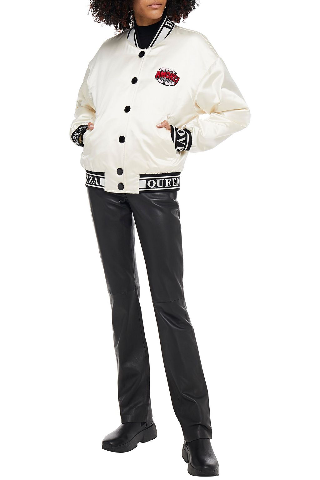 DOLCE&GABBANA Appliquéd quilted silk-blend satin jacket