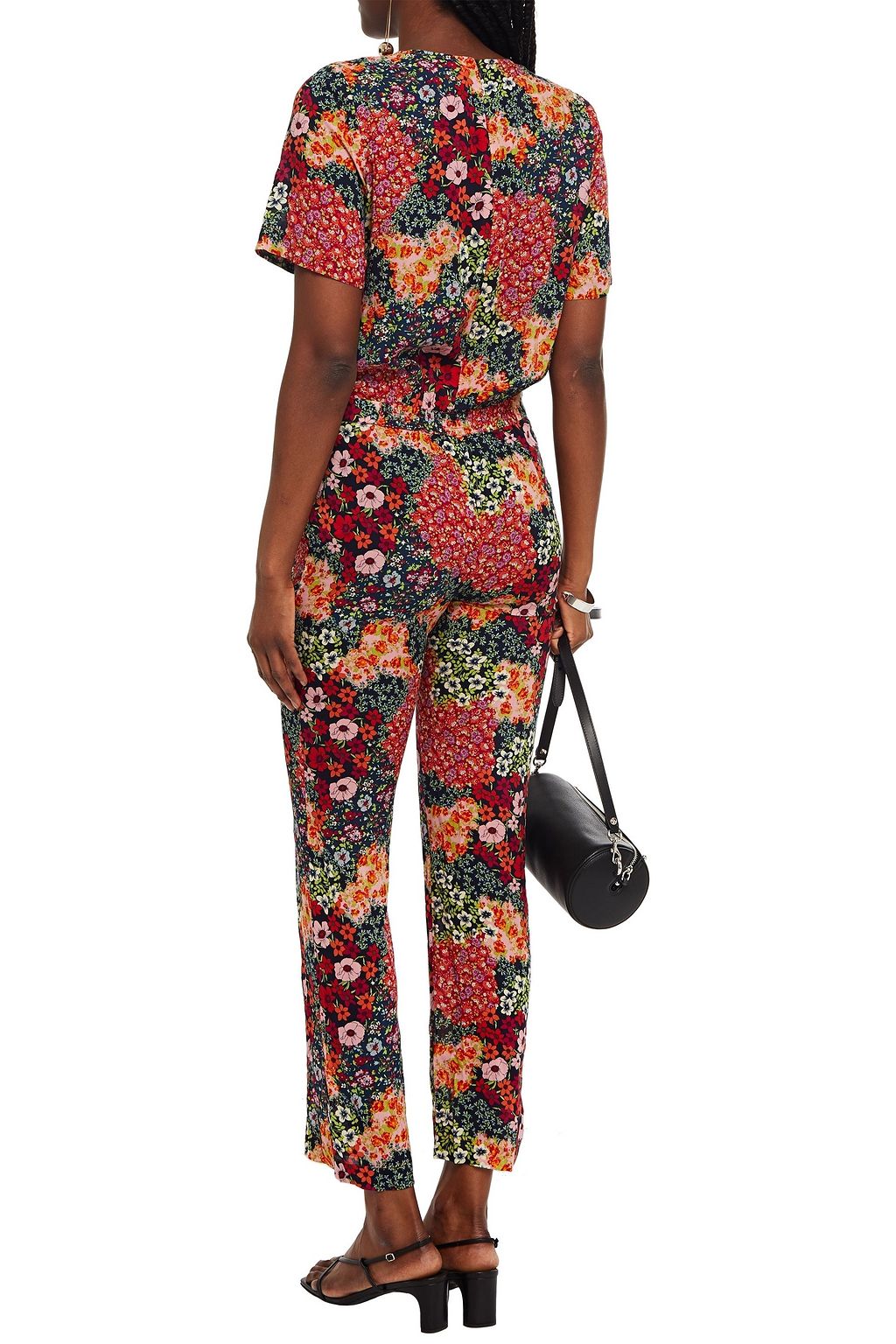 BA&SH Wrap-effect printed voile jumpsuit